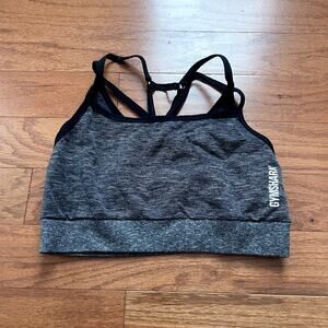 Gymshark Gray and Black Medium Support Racerback Sports Bra Size Medium